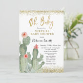 Invitation Oh Baby Cactus Baby shower virtuel (Debout devant)