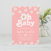 Invitation Oh Baby Chic Daisy Blush Pink Hippie Baby shower (Debout devant)