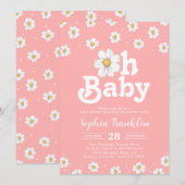 Invitation Oh Baby Chic Daisy Blush Pink Hippie Baby shower (Devant / Derrière)