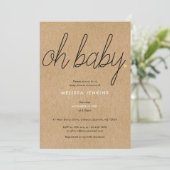 Invitation Oh Baby Chic Script Fête de Naissance / Baptême Ru (Debout devant)