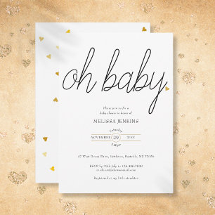 Invitation Oh Baby Chic Script Or Amour Coeur Baby Shower