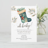 Invitation Oh Baby Christmas Stocking Baby shower (Debout devant)