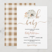 Invitation Oh Baby Citrouille Baby shower floral rustique (Devant / Derrière)