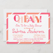 Invitation Oh Baby Coral Baby shower Whimsical moderne (Devant)