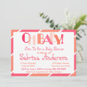 Invitation Oh Baby Coral Baby shower Whimsical moderne (Debout devant)