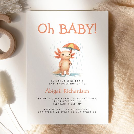 Invitation Oh Baby Cute Axolotl Baby Shower
