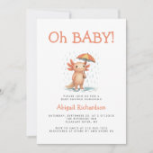 Invitation Oh Baby Cute Axolotl QR Code Baby Shower (Devant)