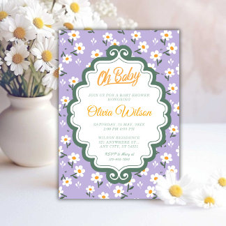 Invitation Oh Baby | cute Daisy Baby Shower
