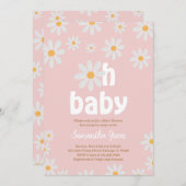 Invitation Oh Baby Daisy Baby shower (Devant / Derrière)