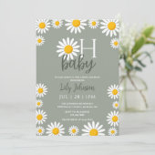 Invitation Oh Baby Daisy Fête de Bébé Neutre Code QR de Photo (Debout devant)