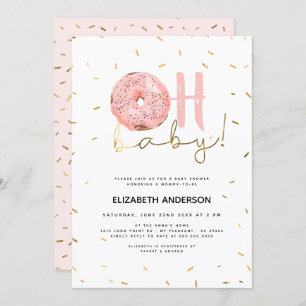 Invitation Oh Baby Donut & Sprinkles Gold Girl Baby shower