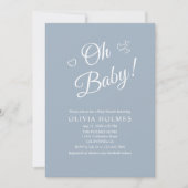 Invitation "Oh Baby" Dusty Bleu Moderne Baby shower minimalis (Devant)