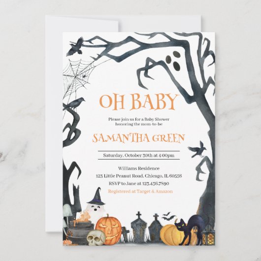 Invitation Oh Baby Éffrayant Baby shower Halloween (Devant)