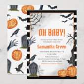Invitation Oh Baby Éffrayant Baby shower Halloween (Devant / Derrière)