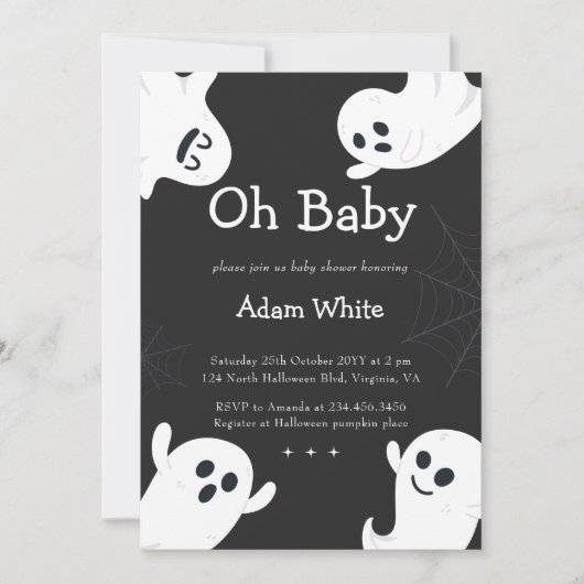 Invitation Oh Baby Éffrayant Fantôme Halloween Baby shower d' (Devant)