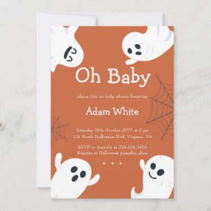 Invitation Oh Baby Éffrayant Fantôme Halloween Baby shower d'