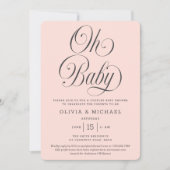 Invitation Oh Baby Elegant Script Blush Pink Girl Baby Shower (Devant)