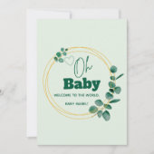 Invitation Oh Baby Eucalyptus Leaves Baby Shower (Devant)