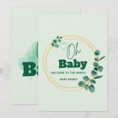 Invitation Oh Baby Eucalyptus Leaves Baby Shower (Devant / Derrière)