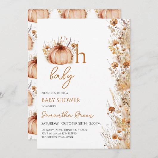 Invitation Oh Baby Fall Baby shower (Devant / Derrière)