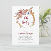 Invitation Oh Baby Fall Floral Wreath Baby shower (Debout devant)