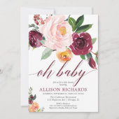 Invitation Oh baby fall rustique floral fille baby shower (Devant)