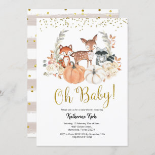 Invitation Oh Baby Fall Woodland Baby shower Citrouille