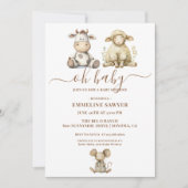Invitation Oh Baby Farm Animals Baby shower (Devant)
