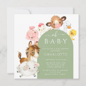 Invitation Oh Baby Farm Animals Baby shower (Devant)