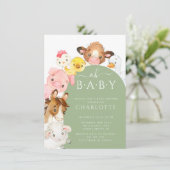 Invitation Oh Baby Farm Animals Baby shower (Debout devant)