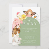 Invitation Oh Baby Farm Animals Baby shower (Devant)