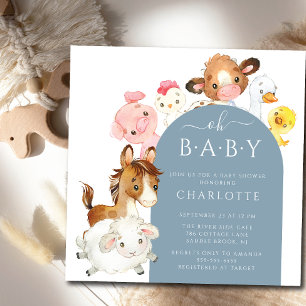 Invitation Oh Baby Farm Animals Baby shower