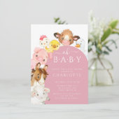 Invitation Oh Baby Farm Animals Baby shower (Debout devant)