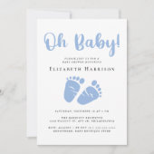 Invitation Oh Baby Feet Blue Baby Boy Douche (Devant)