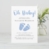 Invitation Oh Baby Feet Blue Baby Boy Douche (Debout devant)