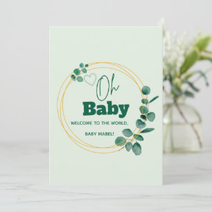 Invitation Oh Baby Feuilles d'Eucalyptus Baby Shower