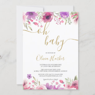 Invitation Oh Baby Fleurs de Prairie Fille Baby Shower / Spri