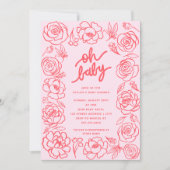 Invitation Oh Baby Fleurs modernes Blush Baby shower fille ro (Devant)