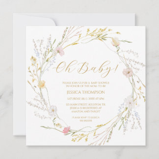 Invitation Oh Baby Floral Baby Shower Spring wildflowers