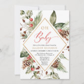 Invitation Oh Baby gender neutral rustic winter shower (Devant)
