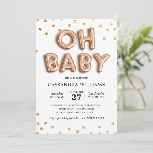 Invitation "Oh Baby" Genre Neutre Baby shower (Debout devant)