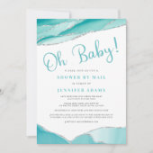 Invitation Oh Baby Geode Douche par Mail Turquoise Argent (Devant)