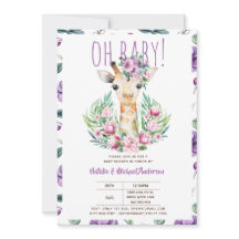 Oh Baby GIRAFFE avec Fleurs violettes Douche moder