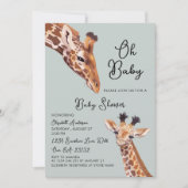 Invitation Oh Baby Giraffe Baby shower (Devant)