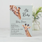 Invitation Oh Baby Giraffe Baby shower (Debout devant)