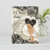 Invitation Oh Baby Girl Black Lace & Ivory (Debout devant)