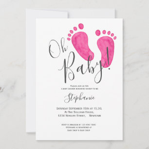 Invitation Oh Baby Girl's rose Baby Baby shower pieds