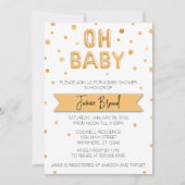 Invitation Oh Baby Gold Foil Baby shower de ballon (Devant)