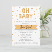 Invitation Oh Baby Gold Foil Baby shower de ballon (Debout devant)