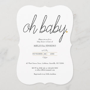 Invitation Oh Baby Gold Love Heart Baby Shower / Sprinkle